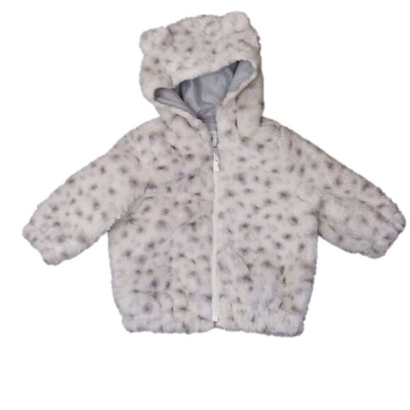 Gap Baby Faux Fur Leopard Jacket Ivory Frost - Picture 3 of 5